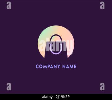 Einkaufstasche isoliert Kreis, online Shop Logo Design-Vorlage. Shopping Logo Vektor Symbol Illustration Design. Einkaufstasche-Symbol für Online-Shop-Busin Stock Vektor