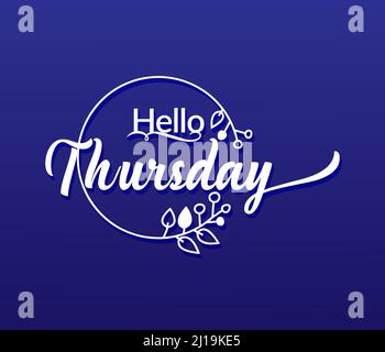 vektor-Typografie Hallo Donnerstag isoliert Kreis floralen Rahmen auf blauem Hintergrund Stock Vektor