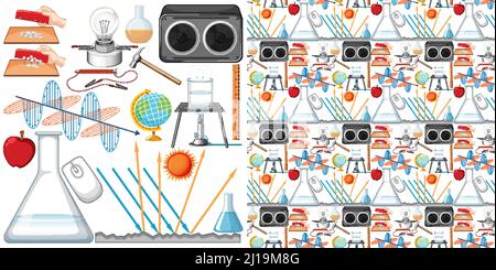 Nahtlose Hintergrund mit Wissenschaft Ausrüstungen Illustration Stock Vektor