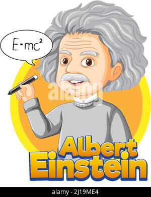 Porträt von Albert Einstein in Cartoon-Stil Illustration Stock Vektor