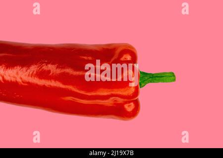 Eine Draufsicht auf roten Paprika isoliert auf rosa Hintergrund Stockfoto