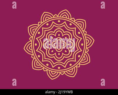 Luxus ornamental Mandala Hintergrund-Design.Runde Gradient Mandala isoliert Hintergrund. Vector Boho Mandala in luxuriösen goldenen und rosa Farben. Stock Vektor