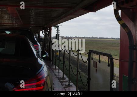 Der Autozug nach westerland auf sylt Stockfoto