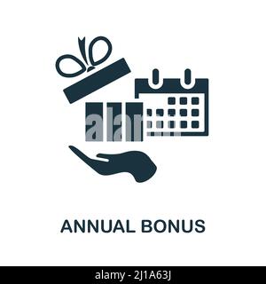 Flaches Symbol für den Jahresbonus. Farbiger Elementschild aus der Sammlung der Auditoren. Flaches jährliches Bonus-Symbol für Webdesign, Infografiken und mehr. Stock Vektor