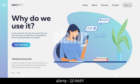 Personen, die Online-Apps verwenden. Profis, die Computer und Handys für Arbeit oder Chat verwenden. Flache Vektorgrafiken. Internet-Kommunikationskonzept Stock Vektor