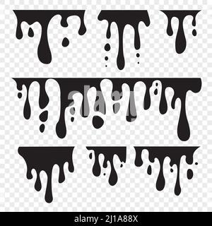 Vektor zum Abtropfen von Farben. Tropfende Flüssigkeit und Farbe fließen. Stock Vektor