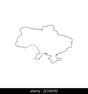 Schwarze ukrainische Karte mit bearbeitbarer Kontur. Minimalistisches Design. Vektorgrafik für Rohware isoliert Stock Vektor