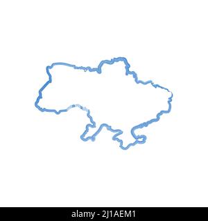Dekorative Kontur der ukrainischen Karte in minimalistischem Design. Vektorgrafik für Rohware isoliert Stock Vektor