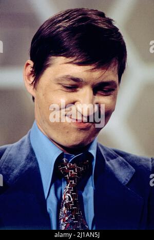 Dalli Dalli, Spielshow, Deutschland 1971 - 1986, Sendung vom 11. April 1974, Mitwirkende: Kandidat Regisseur Rainer Werner Fassbinder Stockfoto