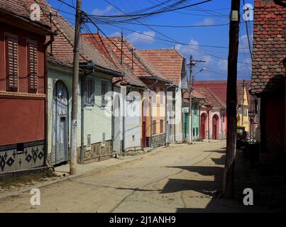 Typische siebenbürger Dorfstruktur, hier in Rasinari, Siebenbürgen, Rumänien / Typische siebenbürgische Dorfstruktur, hier in Rasinari, Siebenvan Stockfoto