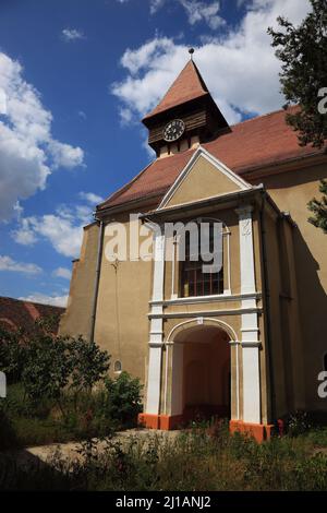 Evangelische Wehrkirche aus dem 13. Jahrhundert von Miercurea Sibiului, deutsch Reußmarkt, ist eine Stadt in Siebenbürgen, Rumänien / Protestant for Stockfoto