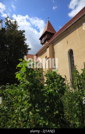 Evangelische Wehrkirche aus dem 13. Jahrhundert von Miercurea Sibiului, deutsch Reußmarkt, ist eine Stadt in Siebenbürgen, Rumänien / Protestant for Stockfoto