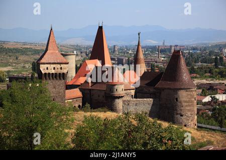 Burg Hunedoara, Castelul Corvinilor bzw. Castelul Huniazilor, auch Burg Corvinilor, Burg der Corviner, Burg Corvinus, Schloss Corvinesti, Burg Corvin, Stockfoto