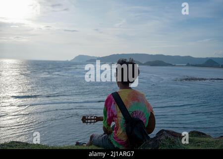 .Hils Merese ist ein Touristenziel auf der Insel Lombok, die wegen der erstaunlichen Insel Lombok-Indonesien am häufigsten von Touristen besucht wird. Stockfoto