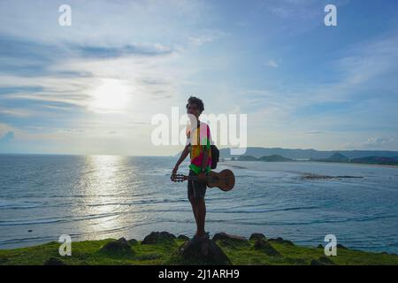 .Hils Merese ist ein Touristenziel auf der Insel Lombok, die wegen der erstaunlichen Insel Lombok-Indonesien am häufigsten von Touristen besucht wird. Stockfoto