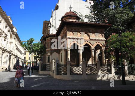 Stavropoleos-Kirche, einstisches Gotteshaus der griechischen Kaufleute, Bukarest, Rumänien / Stavropoleos Church, ehemaliges Gotteshaus der Griechen Stockfoto