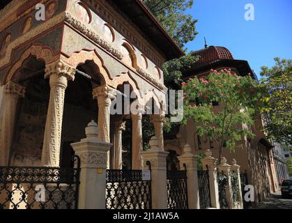 Stavropoleos-Kirche, einstisches Gotteshaus der griechischen Kaufleute, Bukarest, Rumänien / Stavropoleos Church, ehemaliges Gotteshaus der Griechen Stockfoto