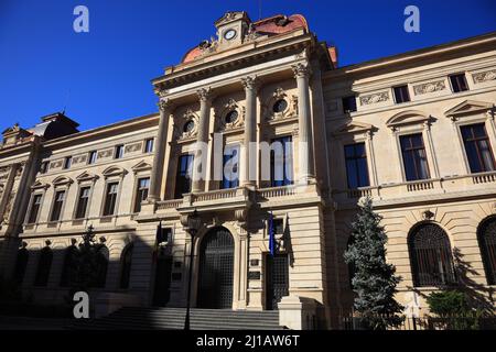 Frontfassade des Gebäudes der Nationalbank von Rumänien, Bukarest / Frontfassade des Gebäudes der Nationalbank Rumäniens, Bukarest (Aufnahme Stockfoto