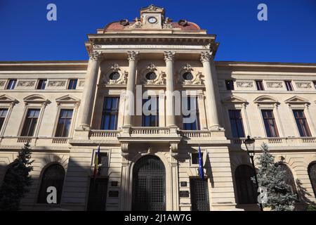 Frontfassade des Gebäudes der Nationalbank von Rumänien, Bukarest / Frontfassade des Gebäudes der Nationalbank Rumäniens, Bukarest (Aufnahme Stockfoto