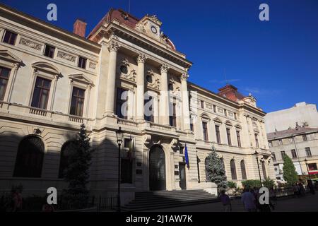 Frontfassade des Gebäudes der Nationalbank von Rumänien, Bukarest / Frontfassade des Gebäudes der Nationalbank Rumäniens, Bukarest (Aufnahme Stockfoto