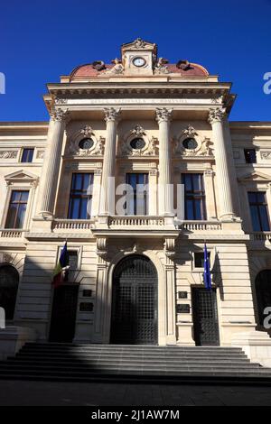 Frontfassade des Gebäudes der Nationalbank von Rumänien, Bukarest / Frontfassade des Gebäudes der Nationalbank Rumäniens, Bukarest (Aufnahme Stockfoto