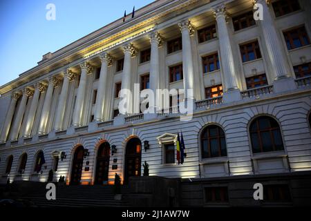 Nationalbank von Rumänien in Bukarest / Nationalbank Rumäniens in Bukarest (Aufnahmedatum kann abweichen) Stockfoto