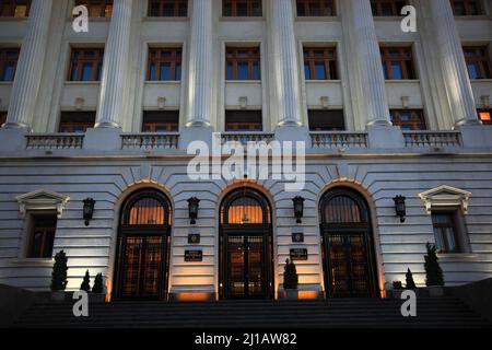 Nationalbank von Rumänien in Bukarest / Nationalbank Rumäniens in Bukarest (Aufnahmedatum kann abweichen) Stockfoto