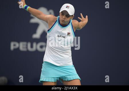 MIAMI GARDENS, FLORIDA - 28. MÄRZ: Ashleigh Barty aus Australien besiegt Anet Kontaveit aus Estland am 11. Tag der Miami Open Tennis am 28. März 2019 in Miami Gardens, Florida. Kredit: hoo-me.com/MediaPunch Stockfoto