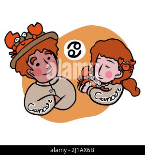 Niedliche Krebs-Horoskop Cartoon-Vektor-Illustration Stock Vektor