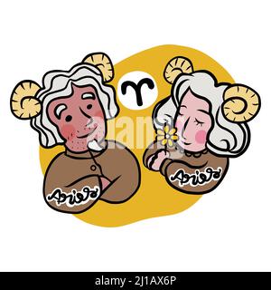 Niedliche Widder Horoskop Cartoon Vektor Illustration Stock Vektor