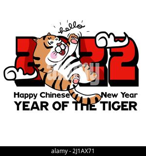 2022 Chinesisches Neujahr , Jahr des Tigers Cartoon-Vektor-Illustration Stock Vektor