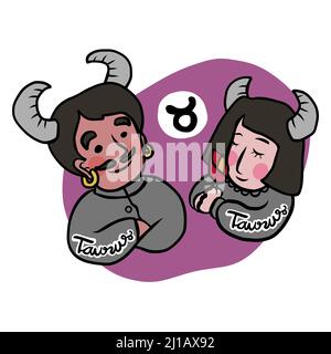 Niedliche Stier Horoskop Cartoon Vektor Illustration Stock Vektor