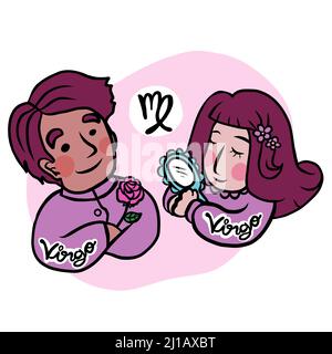 Niedliche Jungfrau Horoskop Cartoon Vektor Illustration Stock Vektor