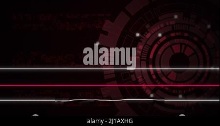 Bild von leuchtenden Lichtpunkten und Linien über dem Scan-Bereich Stockfoto