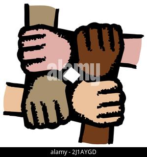 Hände verbunden, Zusammenarbeit, Vektordesign Stock Vektor