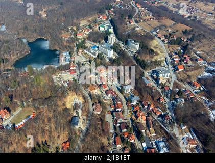 Ein Blick von oben auf Sovata Resort - Rumänien Stockfoto