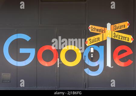 FASSADE DER GOOGLE-ZENTRALE IN ZÜRICH, SUCHMASCHINE, GAFA, WIRTSCHAFT, BÖRSE, NASDAQ, ZÜRICH, KANTON ZÜRICH, SCHWEIZ Stockfoto