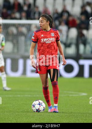 Turin, Italien. 23. März 2022. Selma Bacha (OLYMPIQUE LYONNAIS) während Juventus Women vs Olympique Lyonnais, UEFA Champions League Frauen Fußballspiel in Turin, Italien, März 23 2022 Quelle: Unabhängige Fotoagentur/Alamy Live News Stockfoto