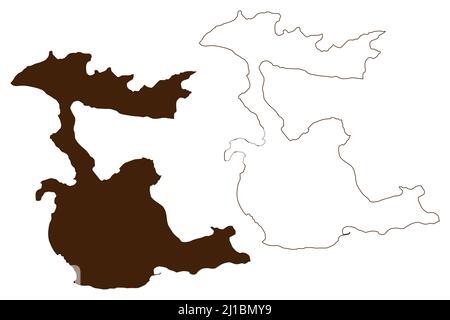 Cunda Insel (Republik der Türkei) Karte Vektor Illustration, scribble Skizze Alibey oder Moschonisi ada Karte Stock Vektor