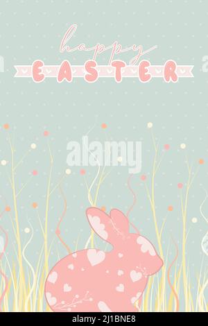 Silhouette eines Hasen auf Gras Ostern Woche Einladungsplakat Vektor Stock Vektor
