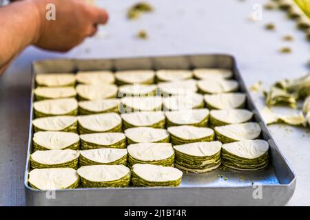 Konditorei der Patisserie Petek Pastanesi in Famagusta, Türkische Republik Nordzypern (TRNC) Stockfoto