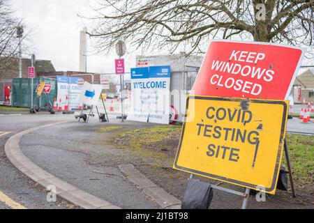 NHS Covid-19 Testing Site, Worcester, Großbritannien. Stockfoto