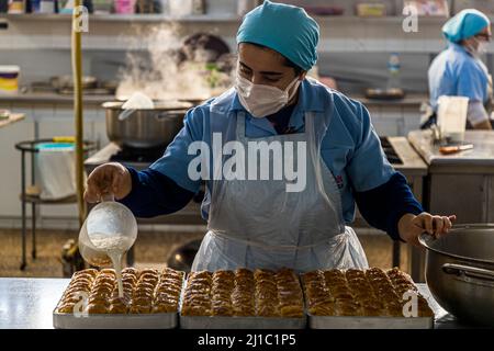 Konditorei der Patisserie Petek Pastanesi in Famagusta, Türkische Republik Nordzypern (TRNC) Stockfoto