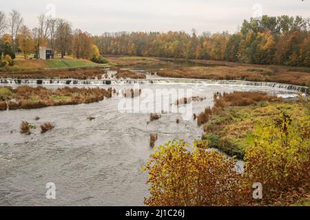 Wasserfall Venta Rapid auf dem Fluss Venta in der Stadt Kuldiga Stockfoto