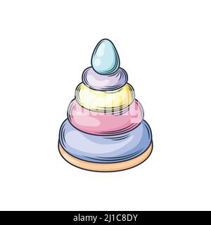 Pyramidensymbol. Kinder buntes Plastikspielzeug. Stock Vektor