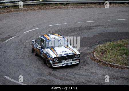 Nahaufnahme eines Ford Escort RS1800 MK II während einer Kundgebung in Tossa de Mar, Spanien Stockfoto