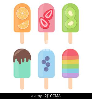 Eis-Set mit Früchten und Beeren, Vektor Stock Vektor