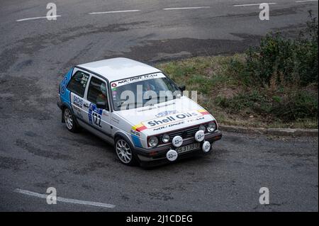 Eine Nahaufnahme eines Volkswagen Golf GTI MKII in 9 Lloret de Mar Asphalt Rallye Stockfoto