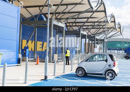 Southhampton, Großbritannien, Blick vom IKEA-Parkplatz Stockfoto