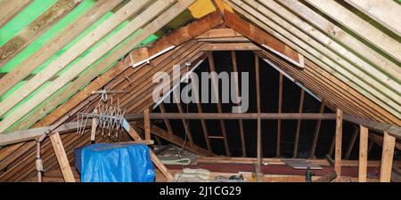 Unvollendete Wohn Loft Umbau, Renovierungsprojekt, DIY Stockfoto